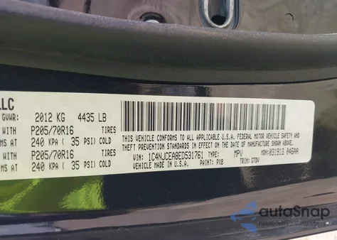 2014 Jeep Compass Latitude z USA, uszkodzony, nr VIN 1C4NJCEA8ED531761